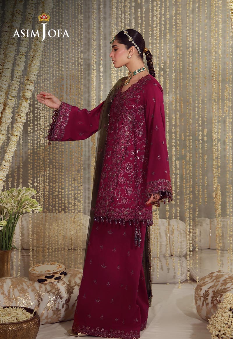 AJULFE-06 Embroidered Raw Silk Unstitched 3 Pcs